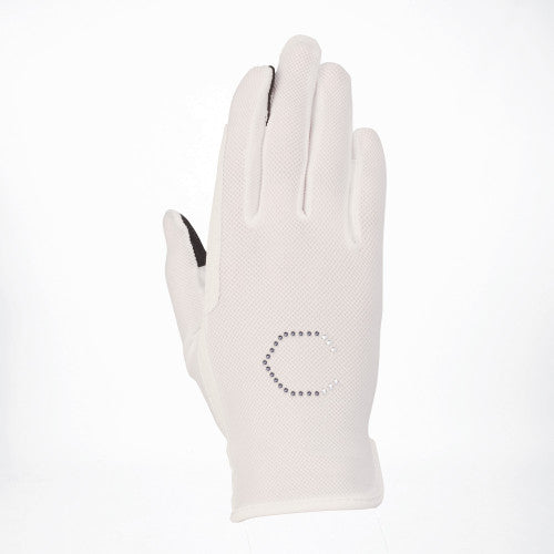 Coldstream Lintlaw White Riding Glove: CoolMesh, UV Protection, Anti-Slip Palm, Touchscreen Compatible, Equestrian Apparel