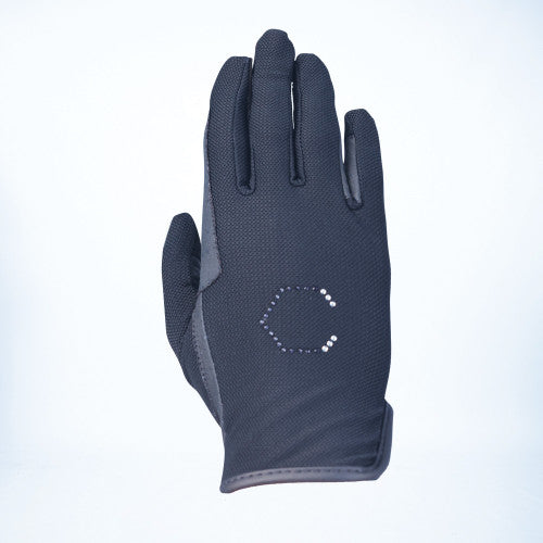 COLDSTREAM navy riding glove. Lintlaw CoolMesh, breathable, touchscreen compatible summer equestrian glove.