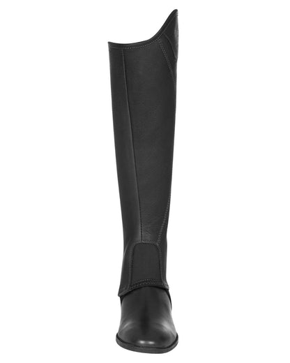 Equestro Unisex Short Leather Gaiters With Side Zip Black