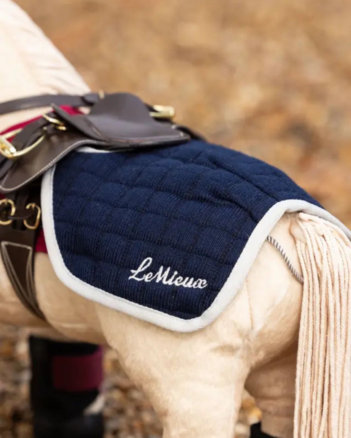 LeMieux Toy Pony Quarter Sheet Navy: Miniature horse blanket for toy ponies, perfect for ages 3+! Authentic design for realistic play.