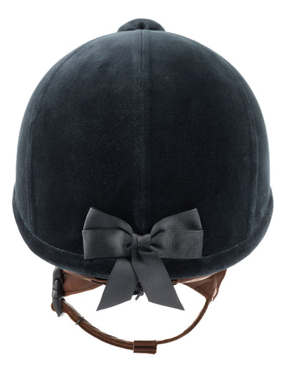 Charles Owen Hampton Grey Velvet Riding Helmet | Equestrian Safety Helmet with Bow Detail