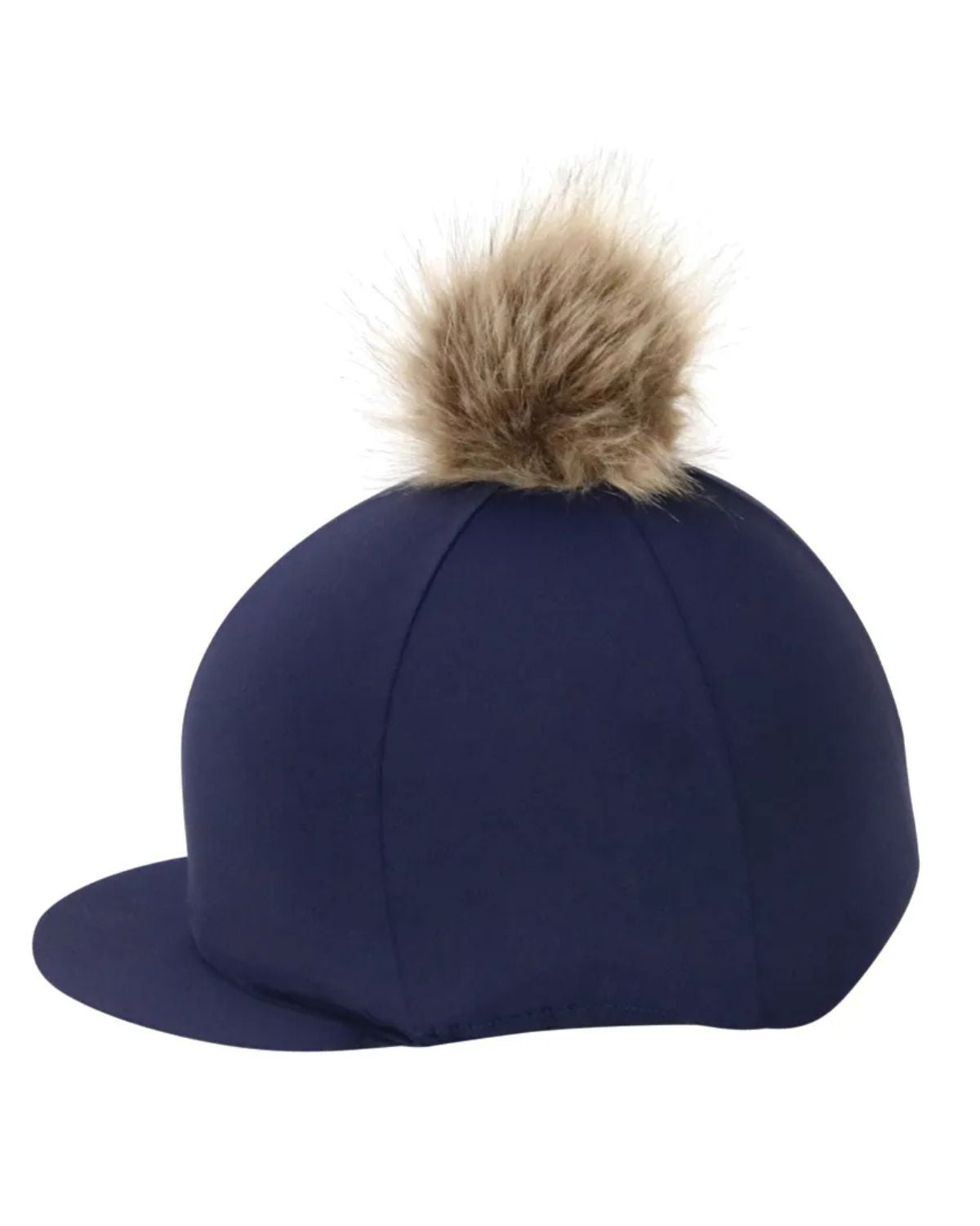 Hy Equestrian Hat Cover with Faux Fur Pom Pom Navy