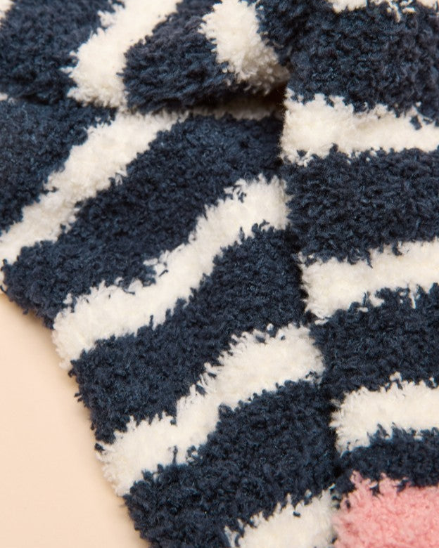 JOULES Fluffy Navy Stripe Socks - Soft and Comfortable Striped Socks