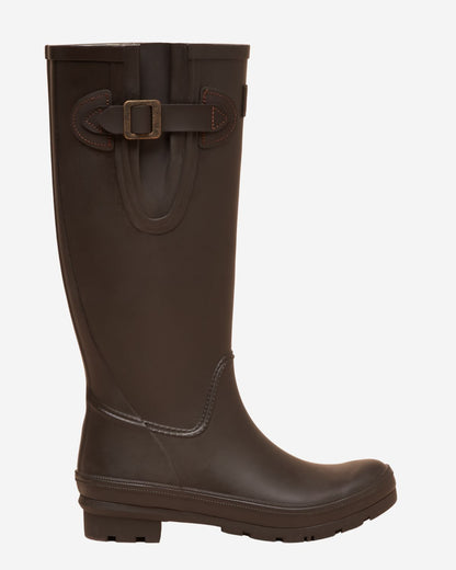 Joules Women's Houghton Adjustable Tall Welly Chocolate Brown - Wellington Boots Footwear Leisure Wear UK 4