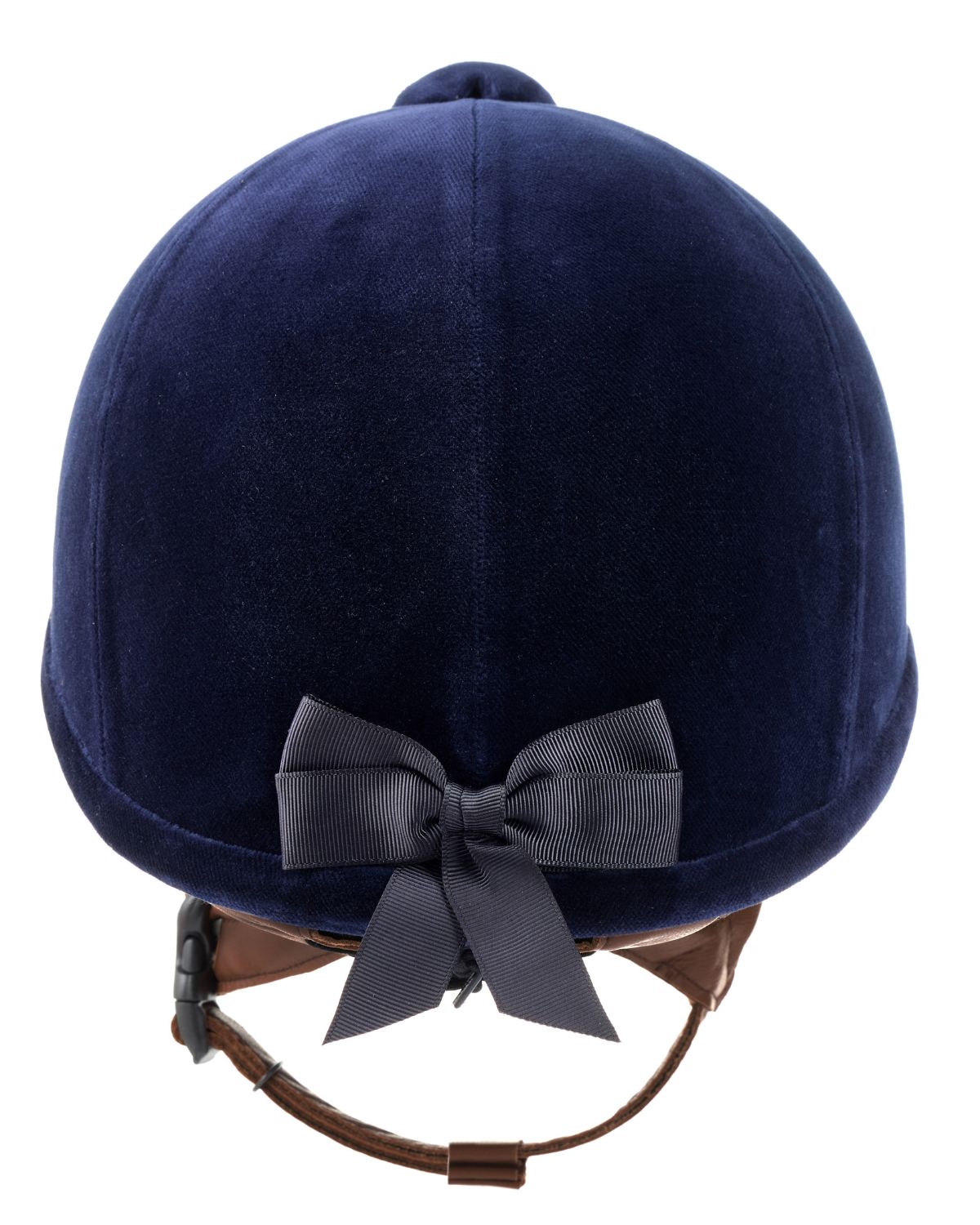 CHARLES OWEN NEW HAMPTON Riding Helmet Navy Velvet with Bow Detail - Back View