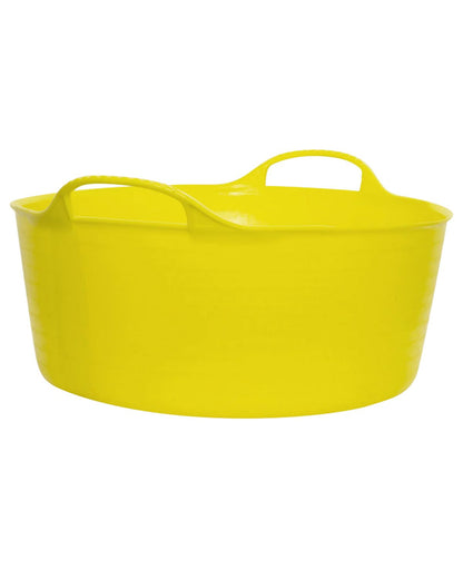 Yellow Small Shallow Gorilla Tub: Versatile Plastic Storage Tub for Gardening, Feeding, and Mixing