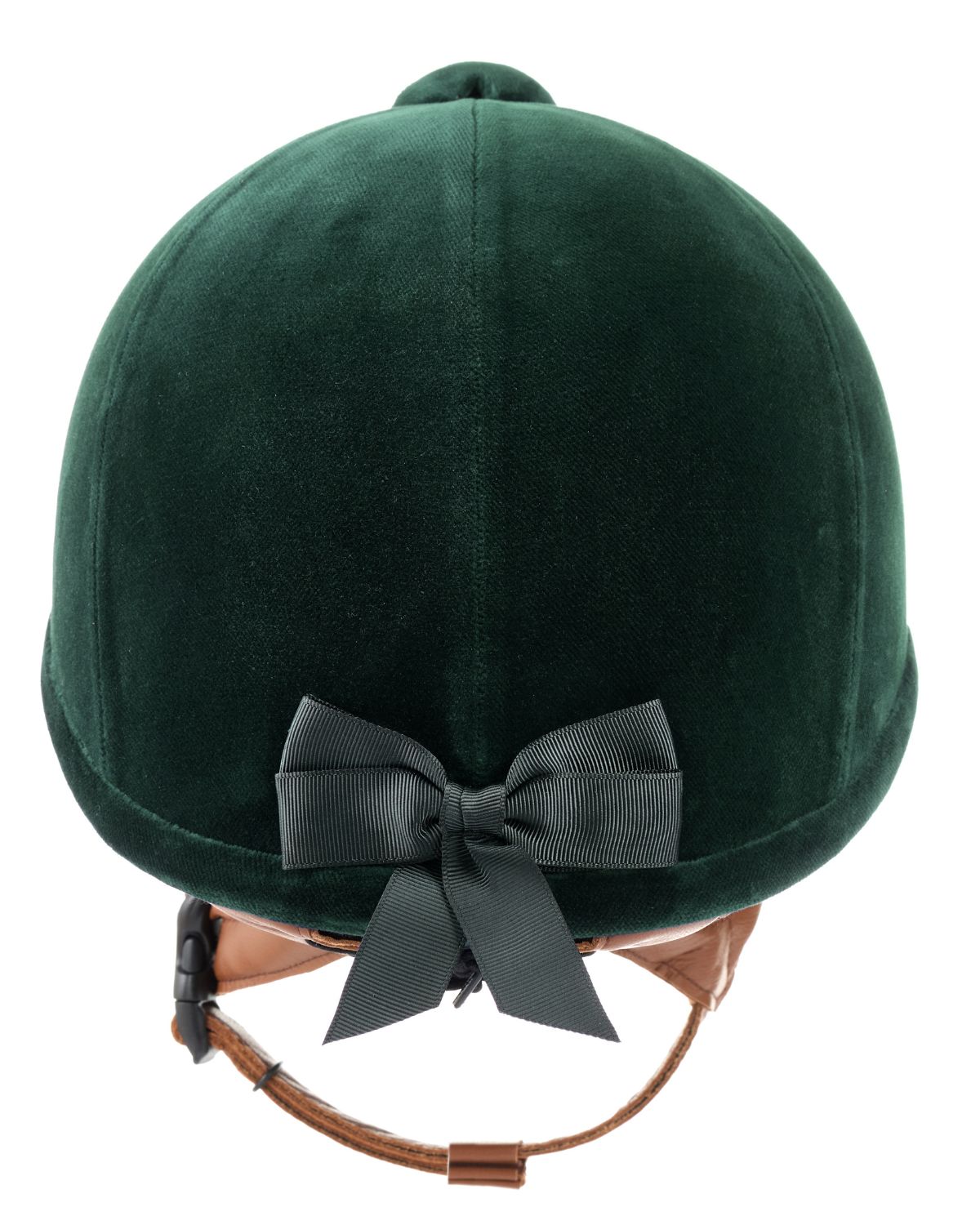 CHARLES OWEN NEW HAMPTON Green Velvet Riding Helmet with Bow & Chestnut Harness - Equiflair