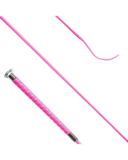 KM Elite Dressage Whip with Silver Braided Grip Hot Pink