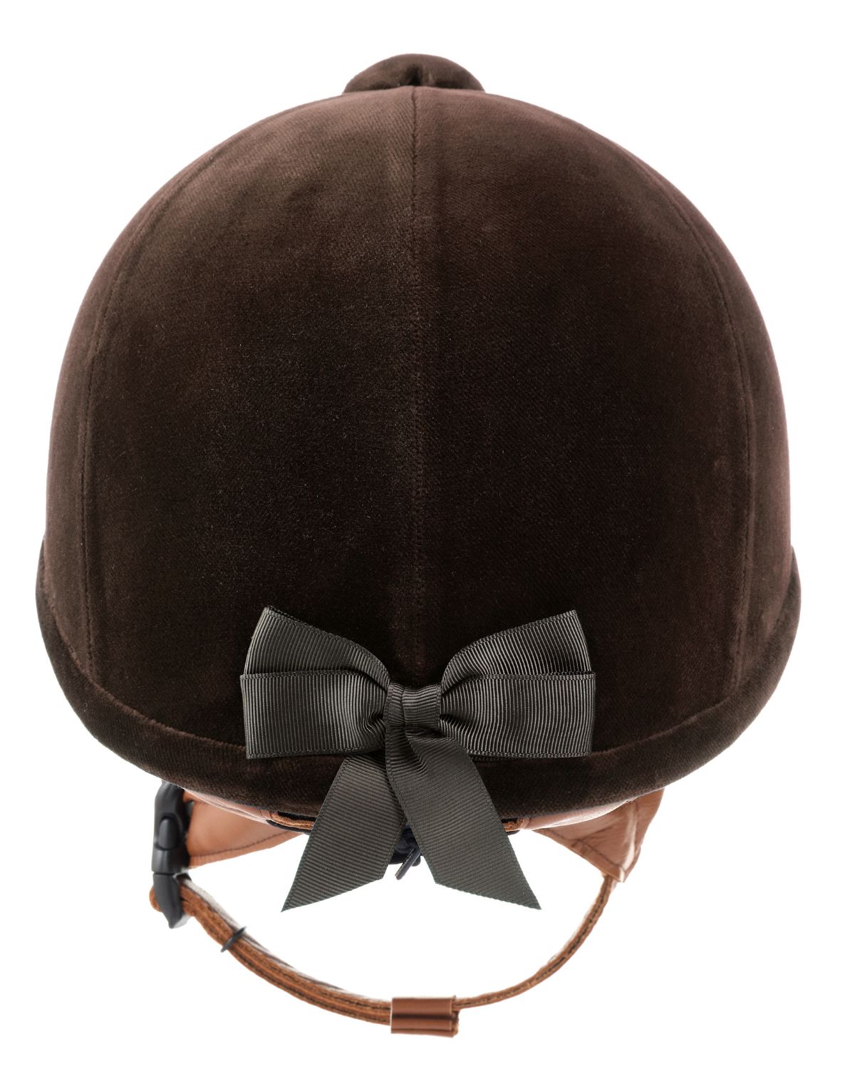 Charles Owen New Hampton Brown Equestrian Helmet - Velvet Riding Helmet with Bow Detail & Chestnut Harness