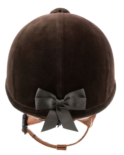 Charles Owen New Hampton Brown Equestrian Helmet - Velvet Riding Helmet with Bow Detail & Chestnut Harness