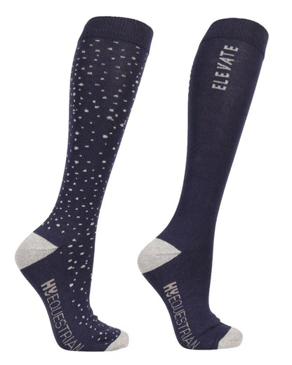 Hy Equestrian Elevate Allure Socks (Pack of 2 ) Navy