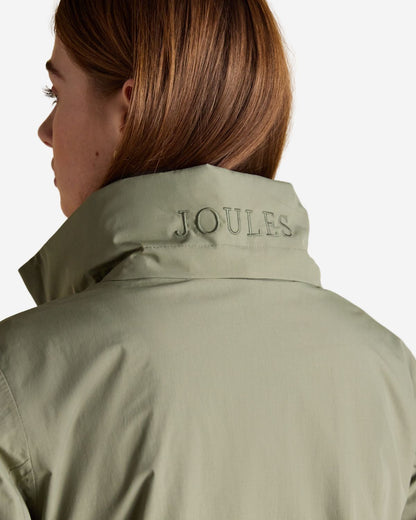 Joules Hensley Khaki Green Longline Waterproof Coat with Packable Hood