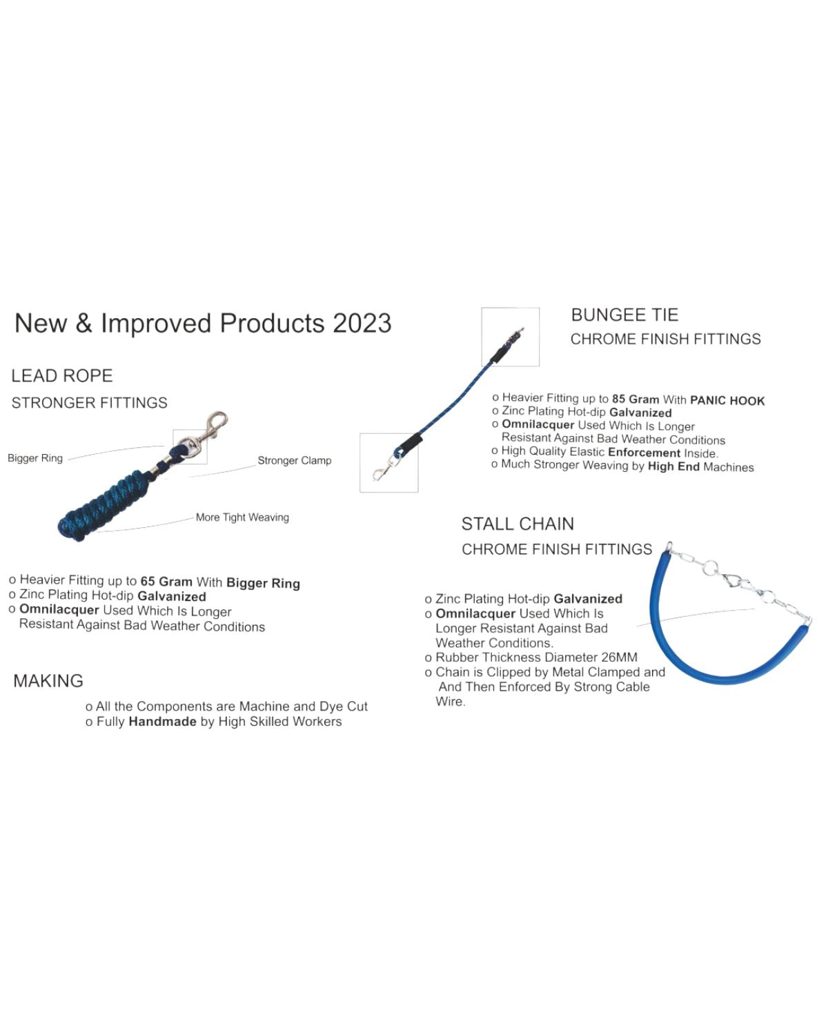 Equine Lead Rope, Bungee Tie & Stall Chain 2023: Strong, Galvanized Fittings, Weather Resistant for Horses & Livestock.