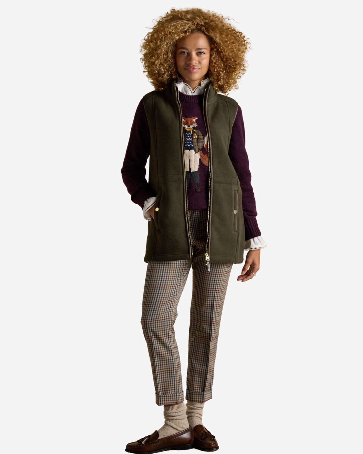 Joules Heritage Khaki Green Longline Fleece Gilet