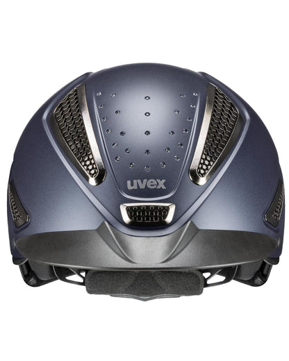 UVEX PERFEXXION III Grace Riding Helmet - Blue Matt w/ Swarovski Crystals. Elegant, Safe Horse Riding Helmet