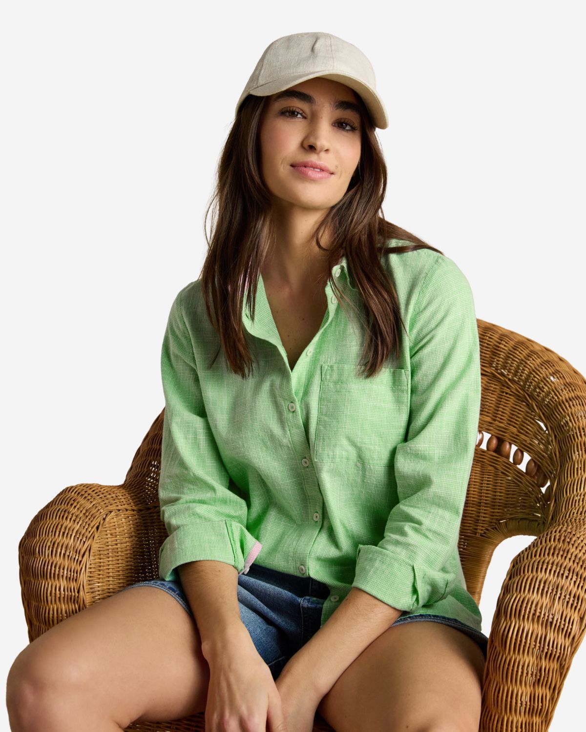 Joules Ida Green Puppytooth Long Sleeve Cotton Shirt | Equiflair
