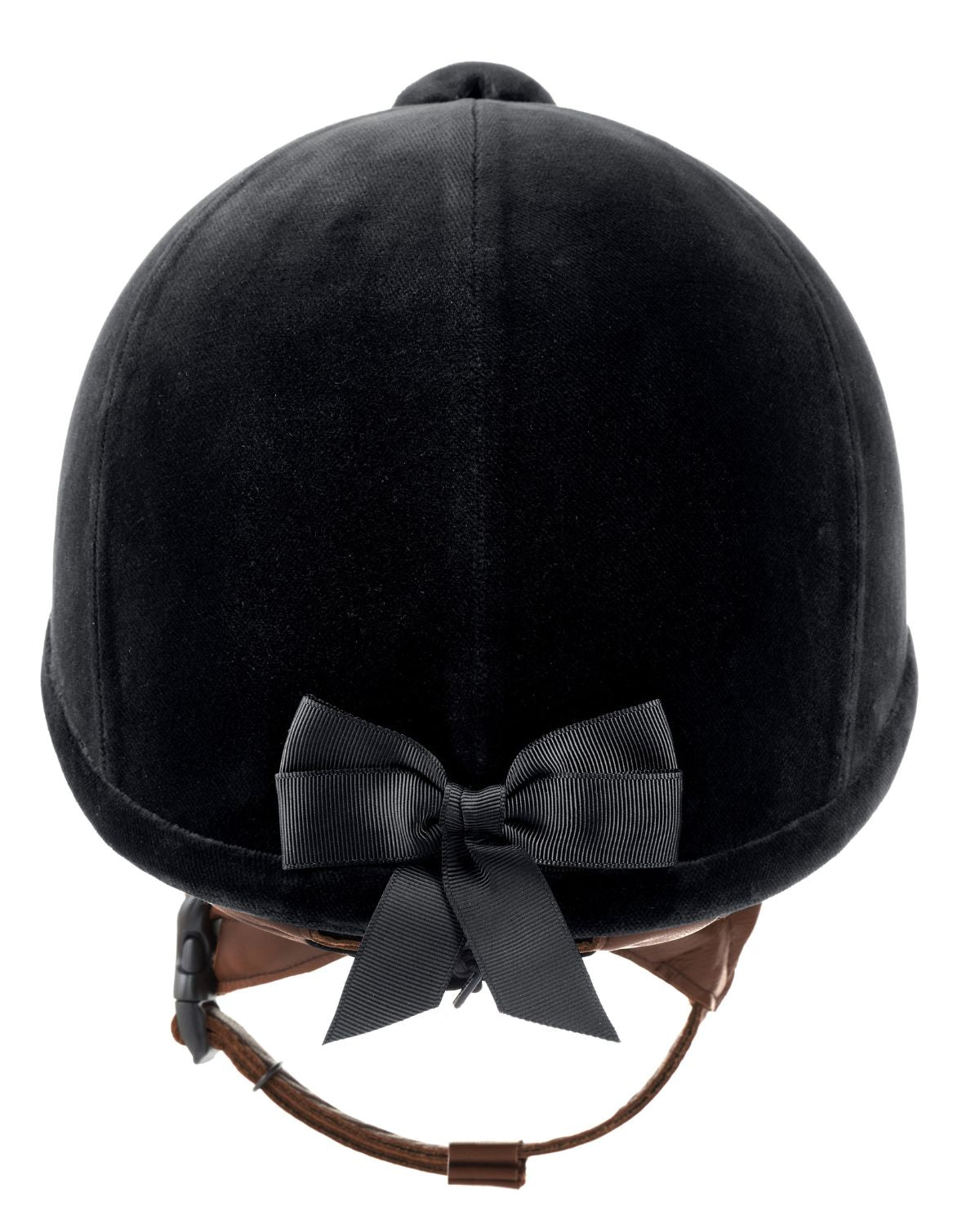 Charles Owen New Hampton Black Velvet Equestrian Riding Helmet with Bow and Safety Harness