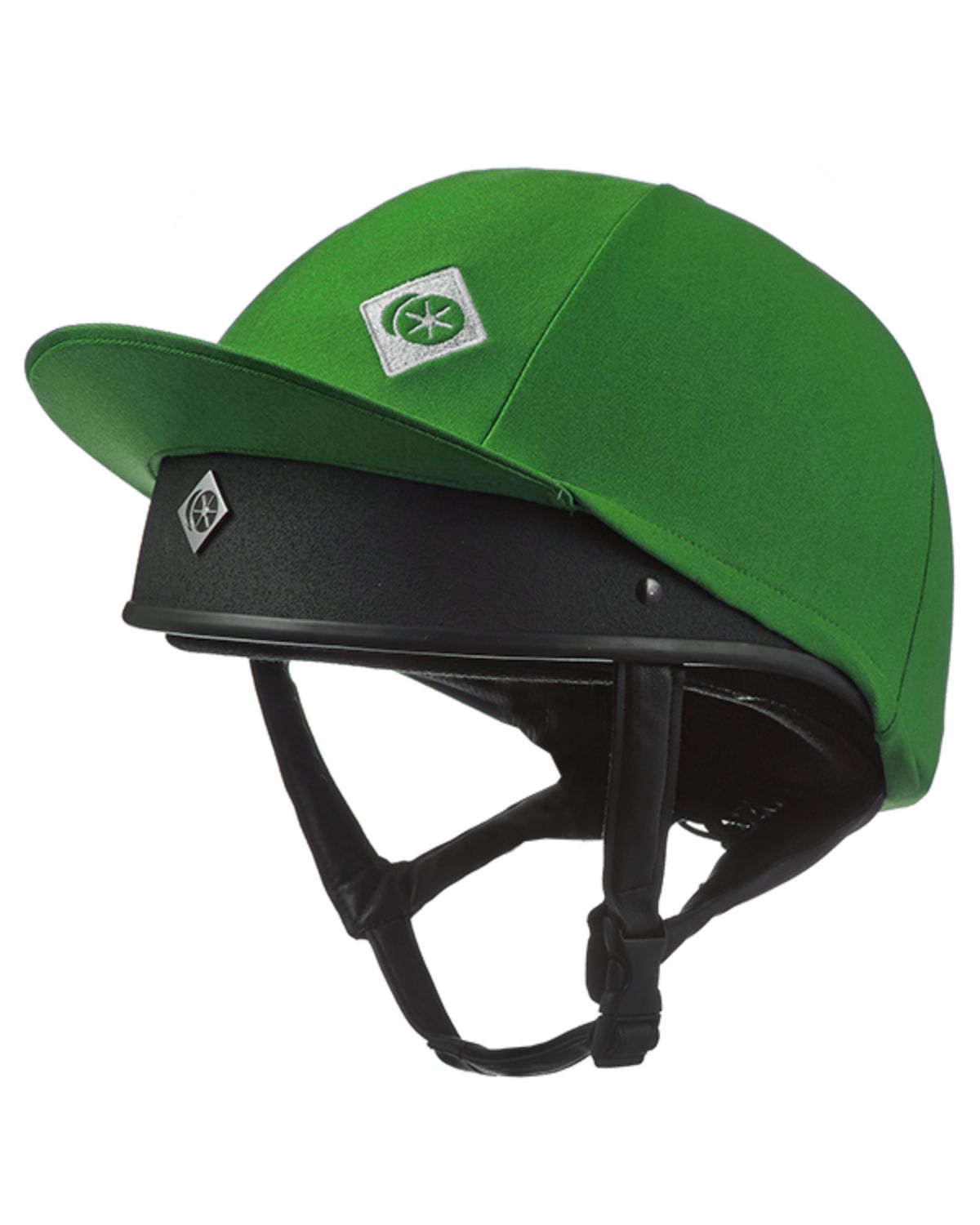 Charles Owen Emerald Green Jockey Skull Cap Silk - Equestrian Helmet Cover for Cross-Country Riding