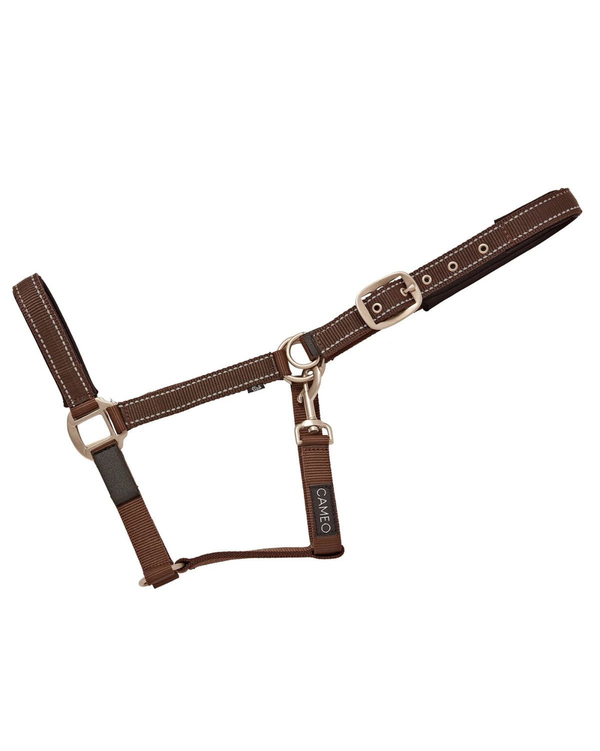CAMEO Safety Headcollar Brown/Reflective - Fieldsafe Horse Halter with Breakpoint & Neoprene Padding