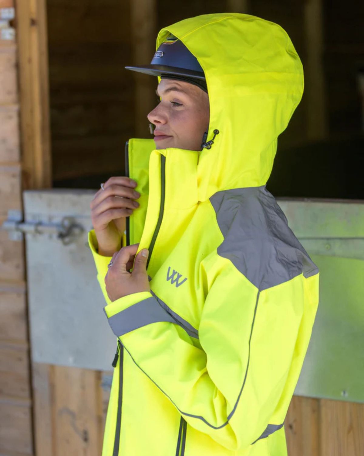 WOOF WEAR Hi Viz Yellow Riding Jacket - Waterproof & Reflective Equestrian Apparel by Equiflair.