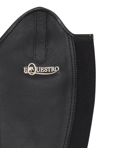 Equestro Unisex Soft Leather Gaiters With Rear Zip Black