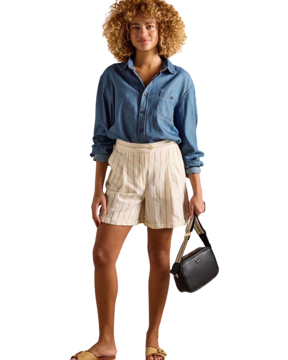 JOULES TRENT Black Crossbody Bag: Faux Leather Style & Fashion Accessory for Everyday Use. Woman Modeling.