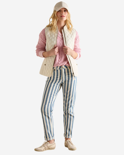 Joules Minx Showerproof Diamond Quilted Gilet Cream