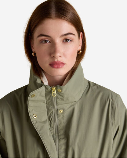 Joules Hensley Khaki Green Longline Waterproof Coat with Packable Hood