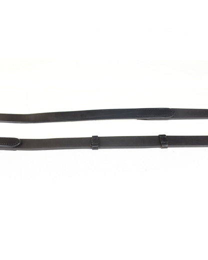 Biothane Black Horse Riding Reins with Stoppers - Smooth Grip Equiflair