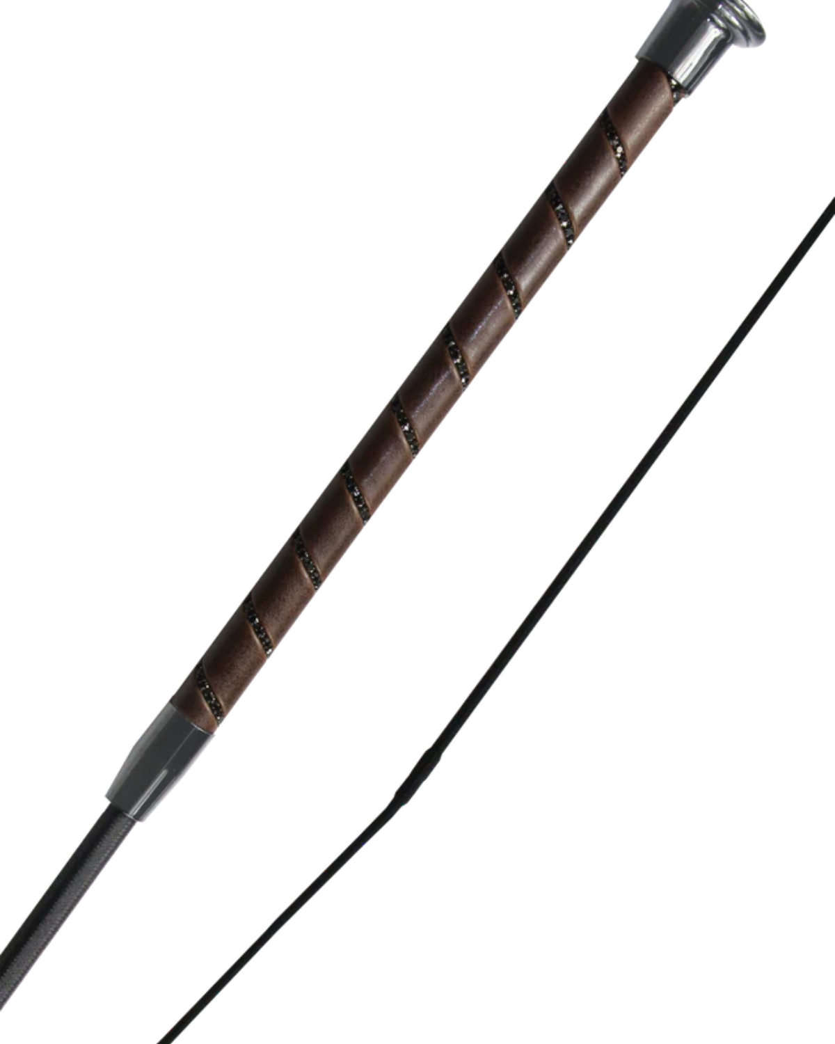 Woof Wear Stealth Chocolate Dressage Whip with Crystal Grip - Equestrian Training Aid