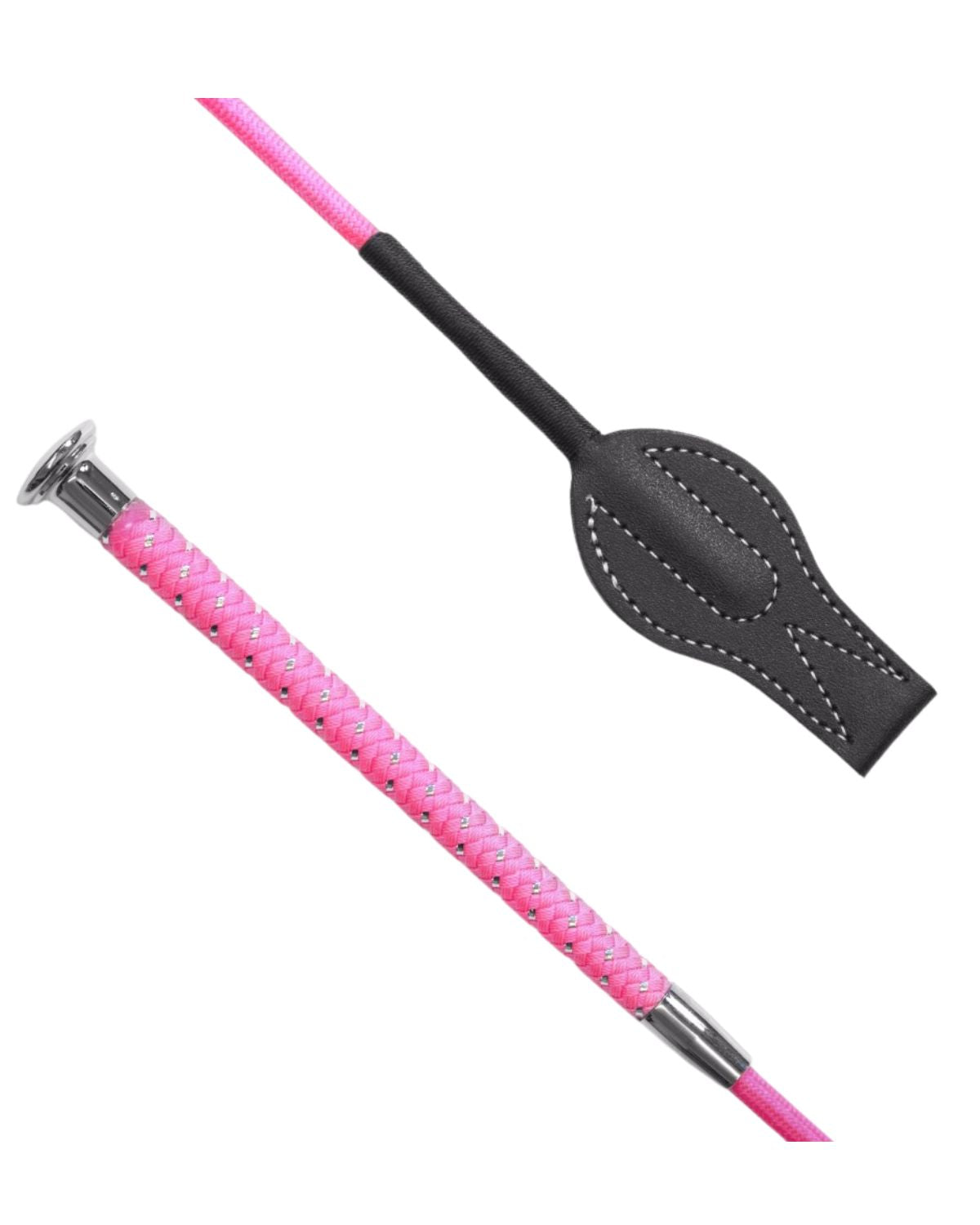 KM Elite Silver Braided Junior Whip Pink