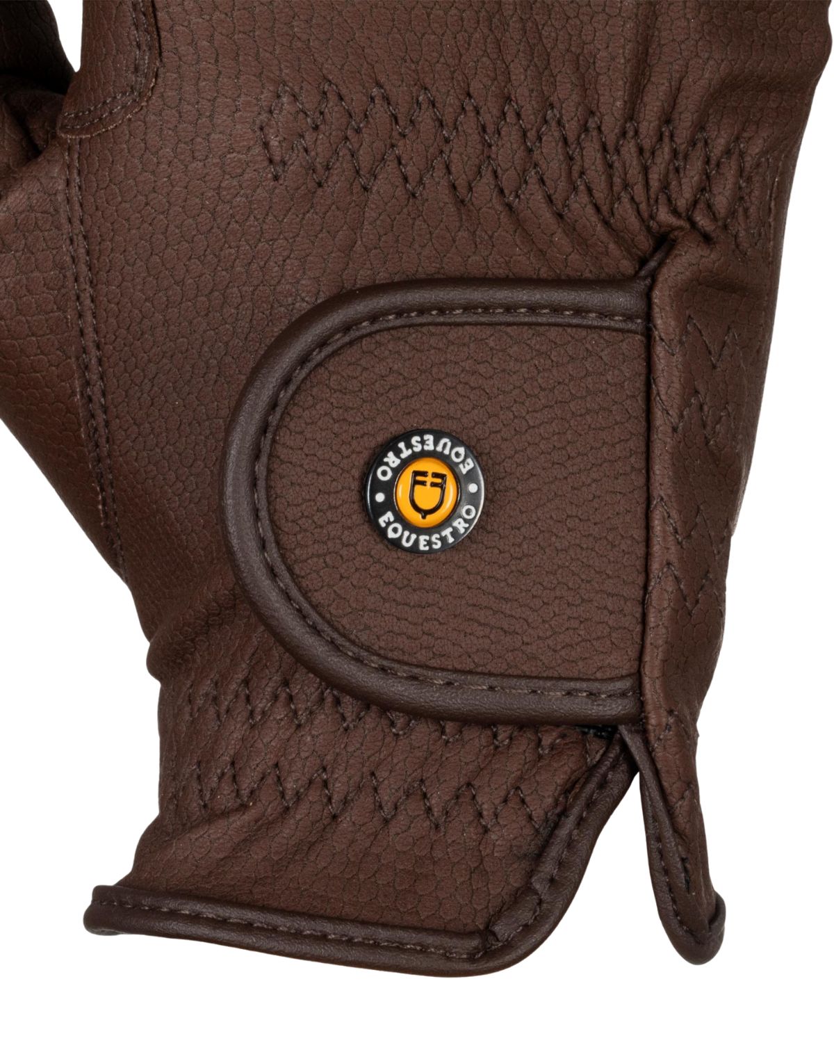 Equestro Unisex Gloves In Synthetic Leather With Tear Away Closure Dark Brown