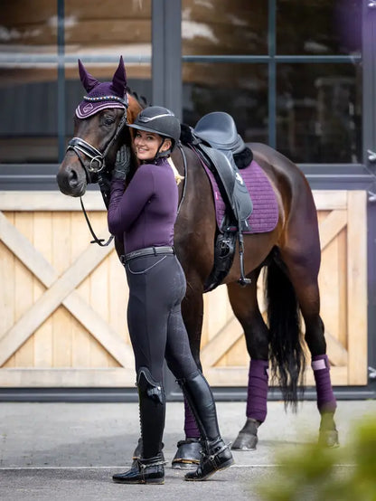 LeMieux Suede Dressage Saddle Pad in Fig | Woman & Horse Equine Riding Gear by Equiflair - Purple Horse Tack