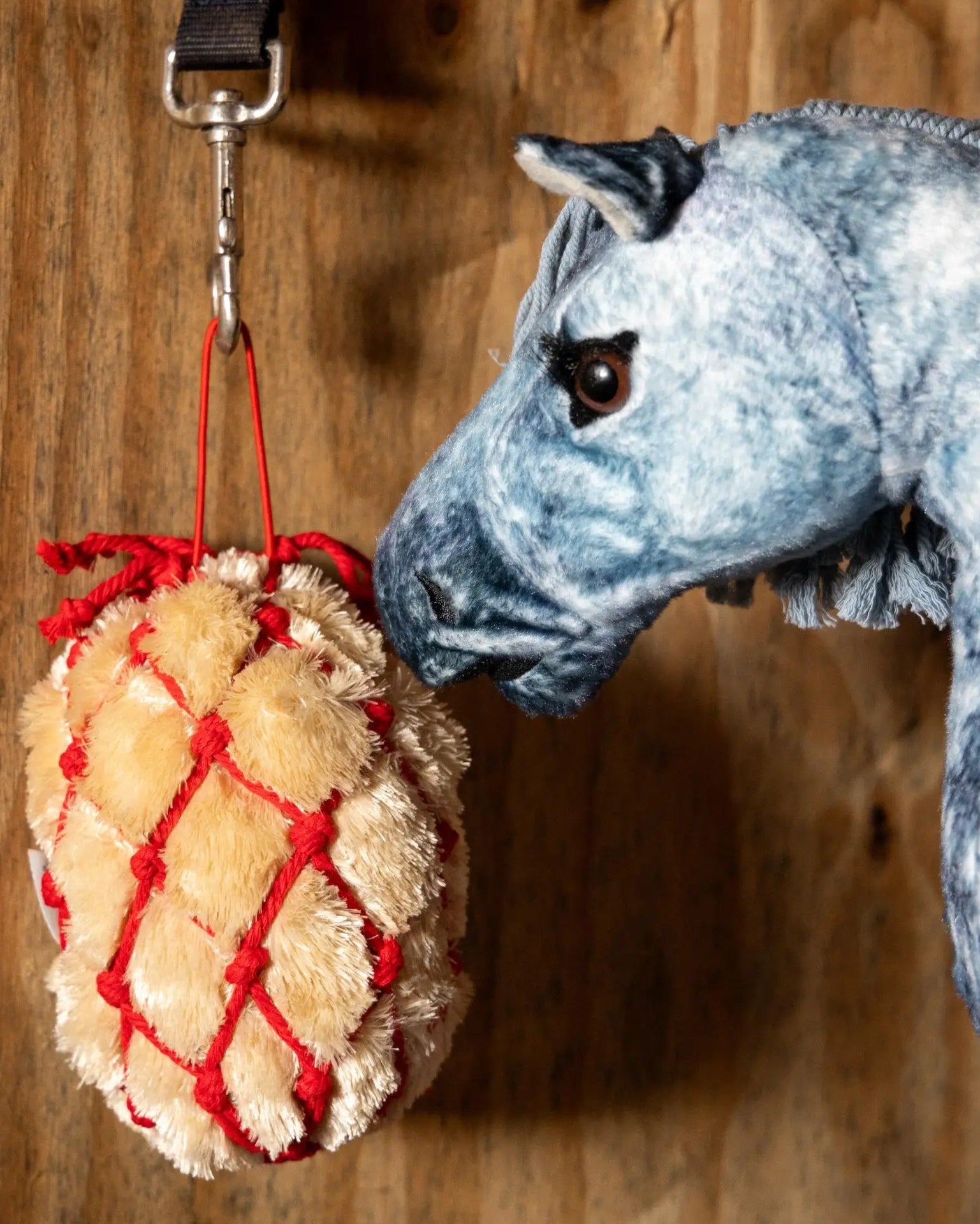 LEMIEUX Toy Pony Haynet Ember: Miniature plush horse with toy hay bale and net from Equiflair. Cute equestrian toy.