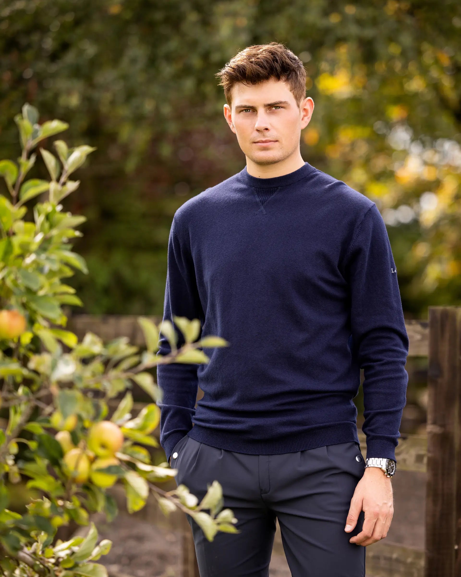 LeMieux Mens Navy Crew Neck Jumper - Soft Knit, Classic Style | Equiflair Saddlery