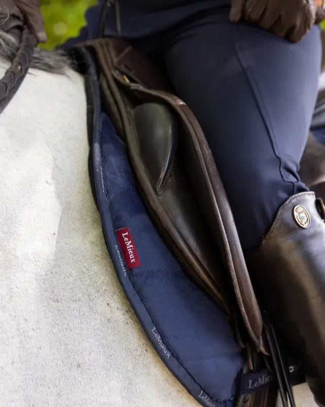 LeMieux GP Work Pad Navy: Comfort & Breathable Horse Riding Saddle Pad on Horse with Rider, Equestrian Equipment by Equiflair Saddlery