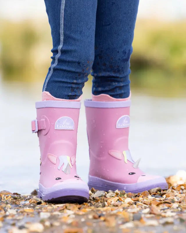 LEMIEUX Puddle Pals Unicorn Kids Wellies: Pink Rain Boots for Muddy Play