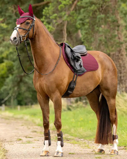 LeMieux Soft Shell Anti-Slip Close Contact Square Saddle Pad - Burgundy. Equestrian Horse Equipment