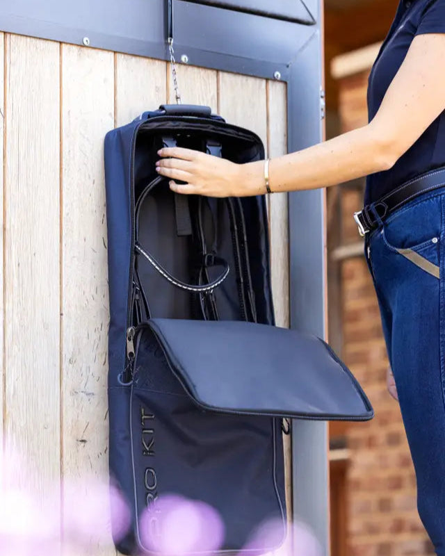 LeMieux Elite Pro Bridle Bag Navy: Waterproof equestrian bridle storage. Equiflair store.