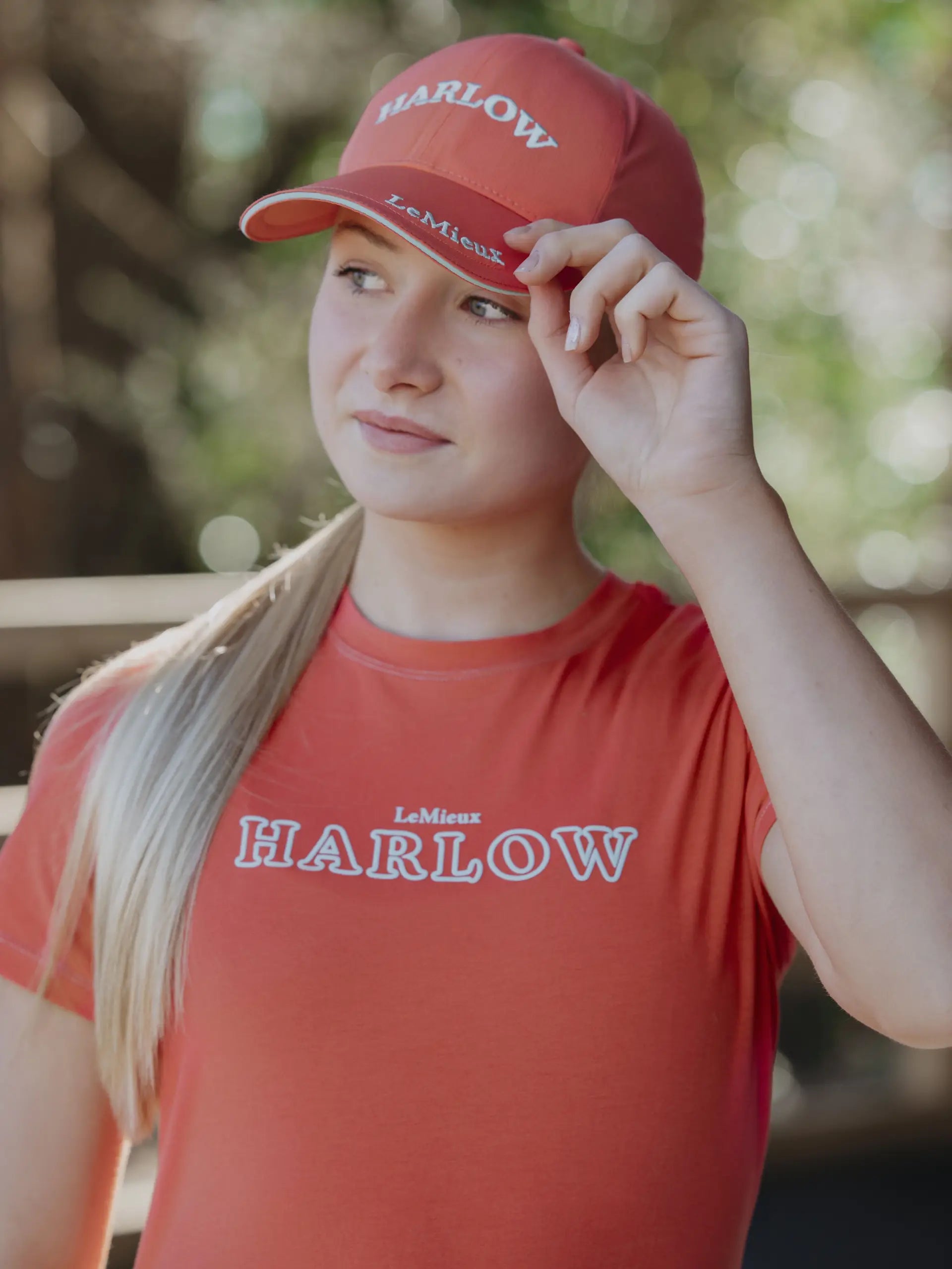 LeMieux Harlow Coral Crush Cap: Stylish Riding Hat with Ponytail Cutout