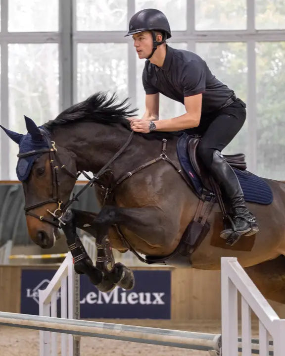 LeMieux Soft Shell Anti-Slip Euro Jump Square Navy Saddle Pad - Equestrian Horse Jumping