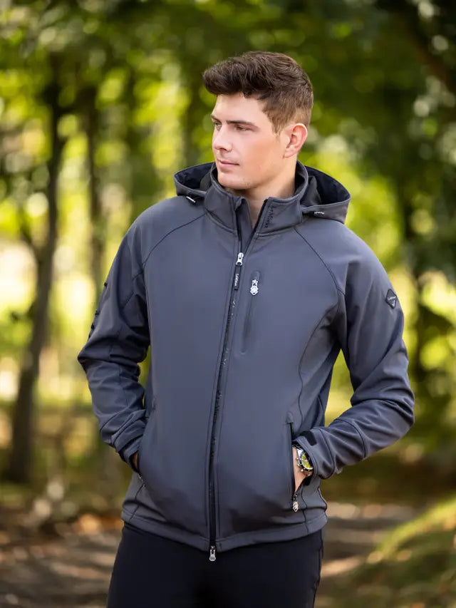 LEMIEUX Mens Elite Soft Shell Jacket Anthracite - Water Resistant Riding & Outdoor Coat