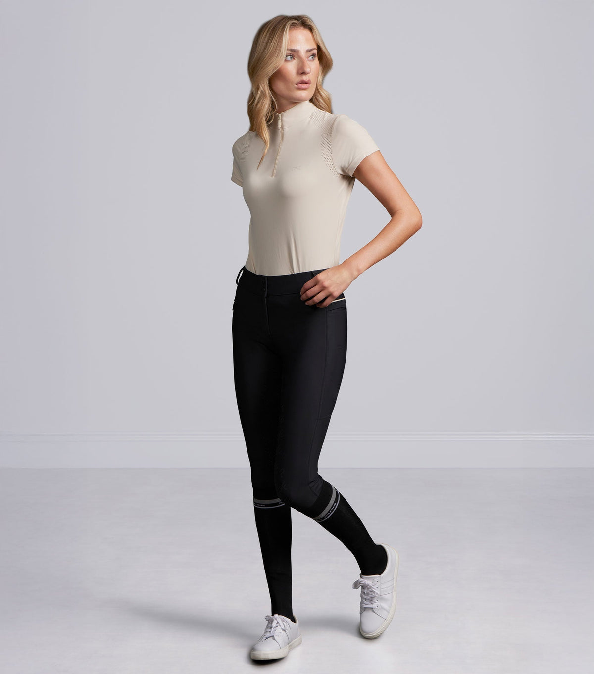 Premier Equine Felicio Women's Short Sleeve Equestrian Base Layer Top - Silver Grey