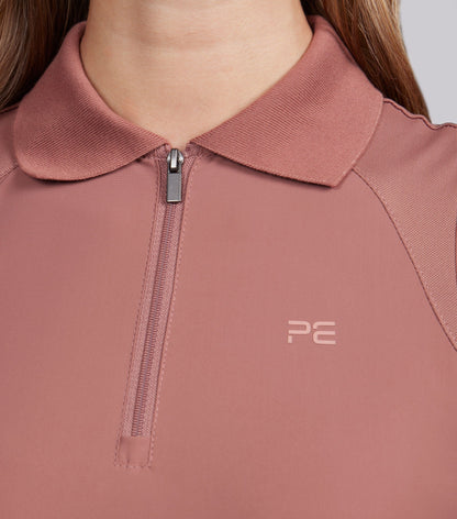 Premier Equine Rosewood women's sleeveless riding polo top with zip, performance fabric