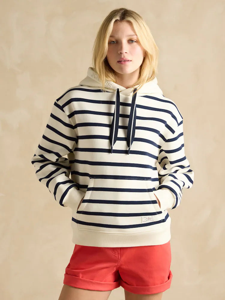 Cream & Navy Striped Hoodie | Women's Cotton Blend Sweatshirt | Equiflair Saddlery