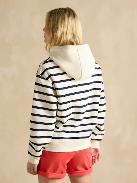 Milbourne Cream & Navy Striped Hoodie - Equiflair Saddlery: Stylish cotton blend hooded sweatshirt.
