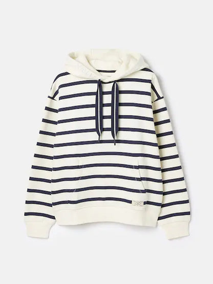 Cream & Navy Striped Hoodie | Cotton Blend Casual Sweatshirt | Equiflair Saddlery