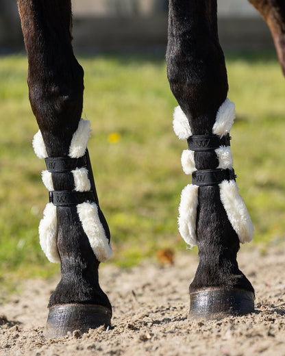 Woof Wear Vision Elegance Tendon Boots - Black Horse Boots with Faux Sheepskin - Leg Protection