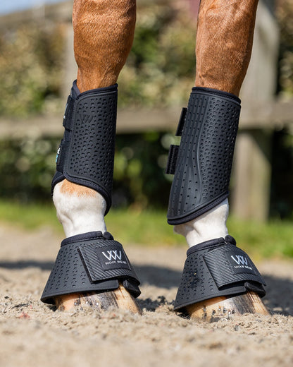 WOOF WEAR IVENT Overreach Boots in Black - Equine Leg Protection, Horse Riding Gear, Horse Boots with iVent Technology