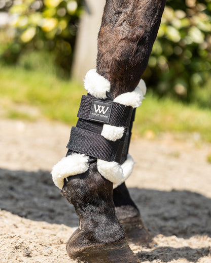 Woof Wear Elegance Brushing Boots Black: Horse Leg Protection with Faux Fur - Equiflair